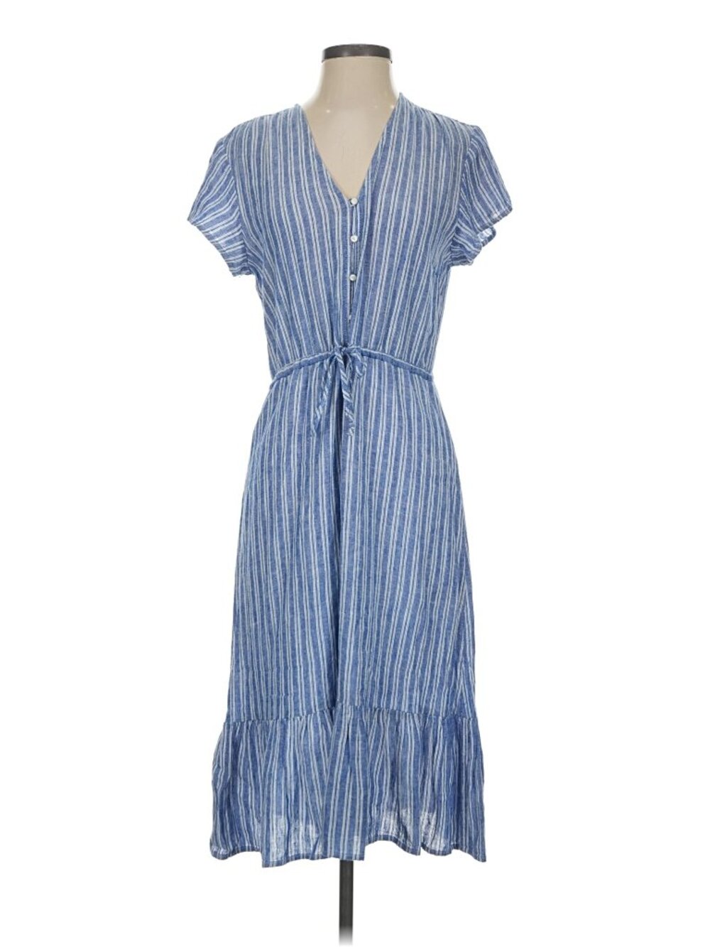 Rails Blue & White Striped Drawstring-Waist Casual Dress